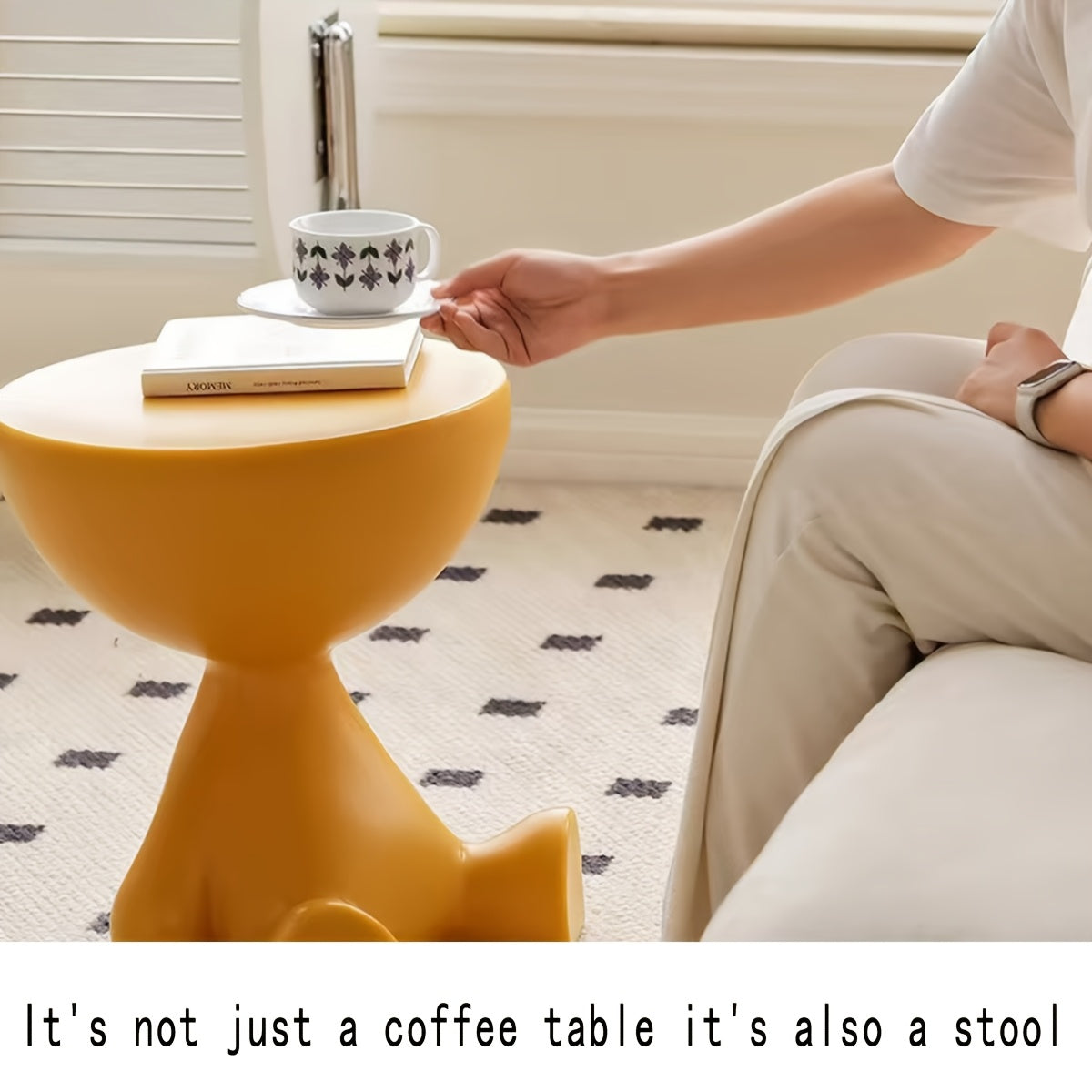 Modern | Multifunctional 1pc Modern Creative Bear-shaped Plastic Bedside Table | Multifunctional, Easy Assembly | White, Suitable for Living Room and Bedroom Storage